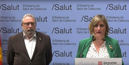 La consejera de Salud, Alba Vergés, y el secretario de Salud Pública, Joan Guix, en abril.