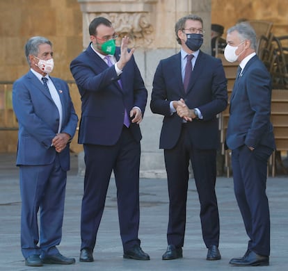 Feijóo, junto a los presidentes de Cantabria, Asturias y País Vasco, el pasado julio en Salamanca.