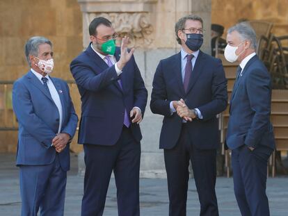 Feijóo, junto a los presidentes de Cantabria, Asturias y País Vasco, el pasado julio en Salamanca.