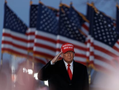 Donald Trump llega a un mitin este sábado en Schnecksville (Pensilvania).