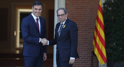 Pedro Sánchez y Quim Torra, en La Moncloa.