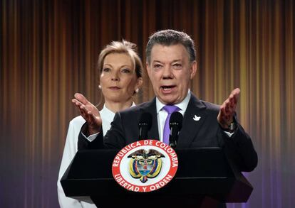 Juan Manuel Santos en su discurso tras recibir el Premio Nobel de la Paz.