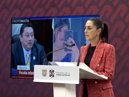 La alcadesa de Ciudad de México, Claudia Sheinbaum, durante la rueda de prensa sobre el feminicidio de Ariadna López, el 7 de noviembre de 2022.