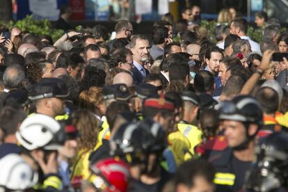 El rey Felipe VI, en un momento de la manifestación.