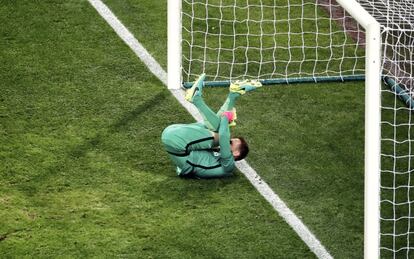 Oblak tras encajar el gol del Madrid.