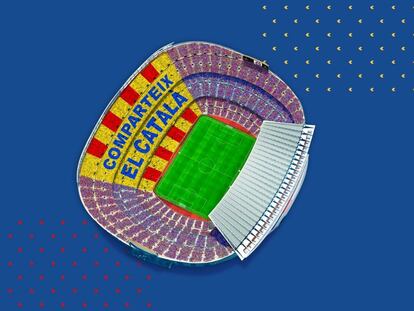 Òmnium y el Barça preparan para el dia de Sant Jordi un gran mosaico con el lema 'Comparte el catalán'