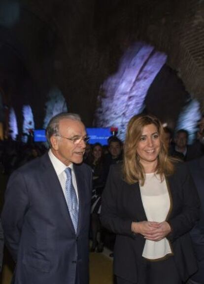 Isidro Fain&eacute; y Susana D&iacute;az ayer en las Reales Atarazanas, en Sevilla. 