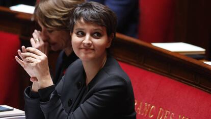 La ministra francesa de Educaci&oacute;n, Najat Vallaud-Belkacem, este mi&eacute;rcoles en la Asamblea Nacional en Par&iacute;s.