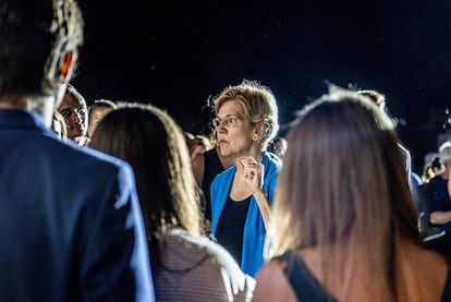 La candidata demócrata Elizabeth Warren, en un acto en Hollis, Nuevo Hampshire.