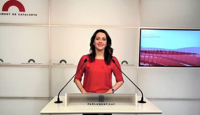 Inés Arrimadas, este martes, en rueda de prensa.