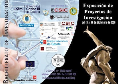 Cartel con los organismos, entidades y agencias colaboradoras. Semana de Proyectos de Investigación en el IES Las Musas, del 14 al 17 de diciembre de 2020 |