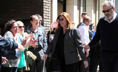 Susana Díaz, presidenta de la Junta de Andalucía, llega a la capilla ardiente.