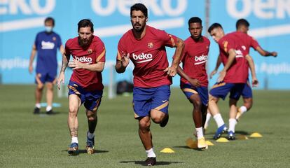 Luis Suárez, a l'entrenament del passat dia 22 de setembre.