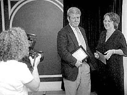 Jorge Herralde y Esther Tusquets, ayer en Bilbao.