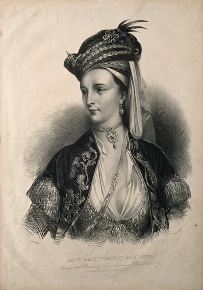 Litografía de Lady Mary Wortley Montagu (A. Devéria, C. F. Zincke).