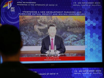 El presidente chino, Xi Jinping, durante su discurso ante la APEC.