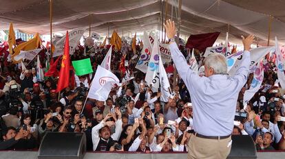 Andrés Manuel López Obrador durante un acto de campaña para las elecciones presidenciales de México.