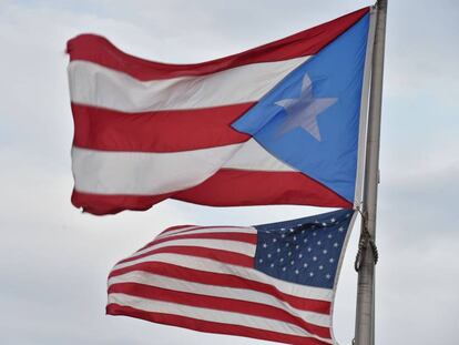 The US and Puerto Rican flags.