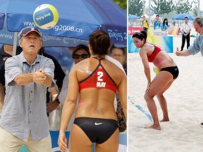 Bush con las chicas del voley playa