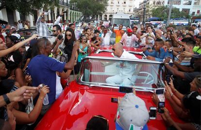 Vin Diesel a su llegada al desfile.