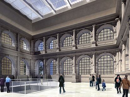 Imagen digital del claustro de los Jerónimos reconstruido en el interior de la ampliación del Museo del Prado.