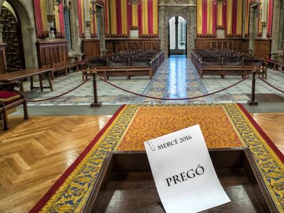 El Sal&oacute; de Cent a punt perqu&egrave; avui Javier P&eacute;rez And&uacute;jar pronunci&iuml; el preg&oacute; d&#039;inici de les festes de la Merc&egrave;.