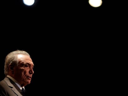 Temer discursa em evento em Bras&iacute;lia.