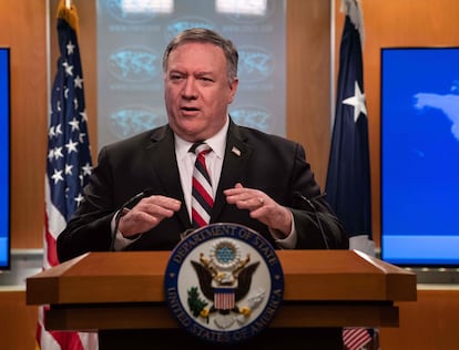 Mike Pompeo, el pasado marzo en una conferencia de prensa en el Departamento de Estado, en la ciudad de Washington.