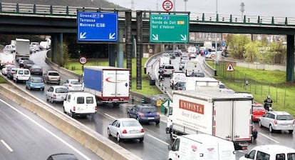 Congestió en una entrada a Barcelona.