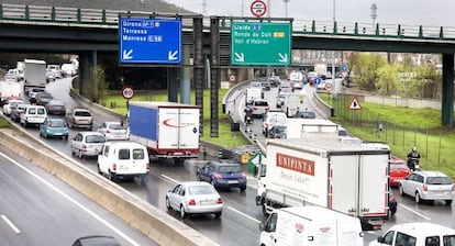 Congesti&oacute; en una entrada a Barcelona.