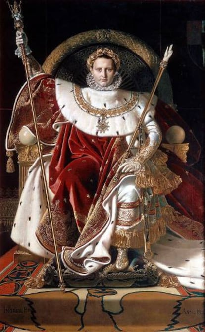 Retrato de Napoleón en su trono, obra de Ingres, perteneciente a la colección del Museo de la Armada de París. 