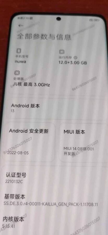 Datos Xiaomi 13