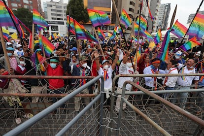 Simpatizantes de Yaku Pérez en una manifestación