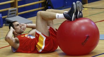 Pablo Aguilar durante el entrenamiento de este viernes.