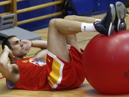 Pablo Aguilar durante el entrenamiento de este viernes.