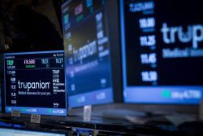 Monitores en el NYSE con el precio de la acci&oacute;n de Trupanion, que acaban de debutar en Bolsa. 