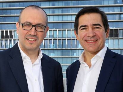 Onur Genç, consejero delegado de BBVA, y Carlos Torres, presidente de BBVA