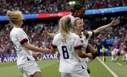 Rapinoe celebra el primer tanto de Estados Unidos ante Francia.