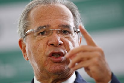 El ministro de Economía brasileño, Paulo Guedes, en una conferencia celebrada en junio