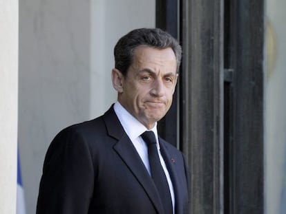 El presidente francés Nicolás Sarkozy (en el Palacio del Elíseo