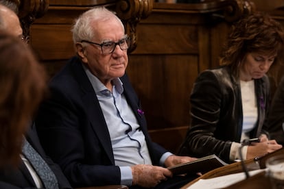 Ernest Maragall, durante el pleno de este viernes, en el que ha anunciado que se marcha del Ayuntamiento de Barcelona.