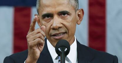 El presidente de EE UU, Barack Obama, en su &uacute;ltimo Debate del Estado de la Uni&oacute;n.