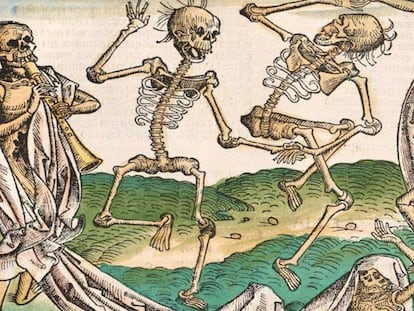 A l’edat mitjana, les pintures sobre danses de la mort eren com una mena de conjuració paradoxal.