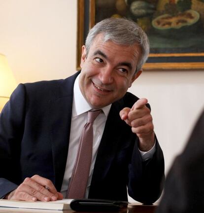 Luis Garicano, coordinador del programa económico de Ciudadanos, durante la entrevista. Álvaro García.