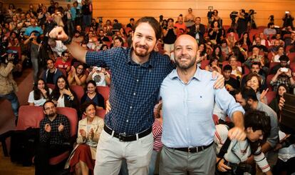 El líder de Podemos, Pablo Iglesias, participa en el mitin de En Marea, dentro de la campaña de Luis Villares como candidato a la presidencia de la Xunta. 