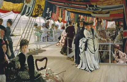 &#039;Baile a bordo&#039; (1874), de Tissot, uan de las obras expuestas en la muestra. 