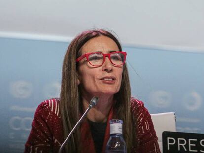 La presidenta de la Cumbre del Clima, la chilena Carolina Schmidt en la presentación de las conclusiones.