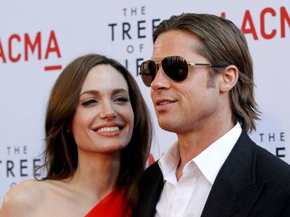 Brad Pitt y Angelina Jolie en el estreno de 'El árbol de la vida' en Los Ángeles, California, en mayo de 2011