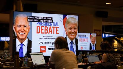 La sala de prensa en Atlanta, donde se realizará el primer debate presidencial de Estados Unidos.