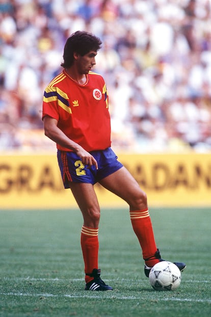 Andrés Escobar en el Mundial de Fútbol celebrado en Italia en 1990.